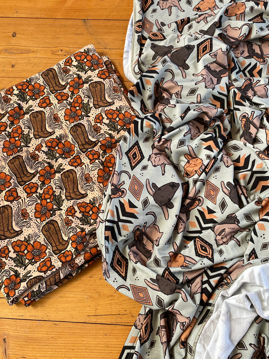 Bamboo Swaddles - Bulls & Horns OR Boots & Wildflowers