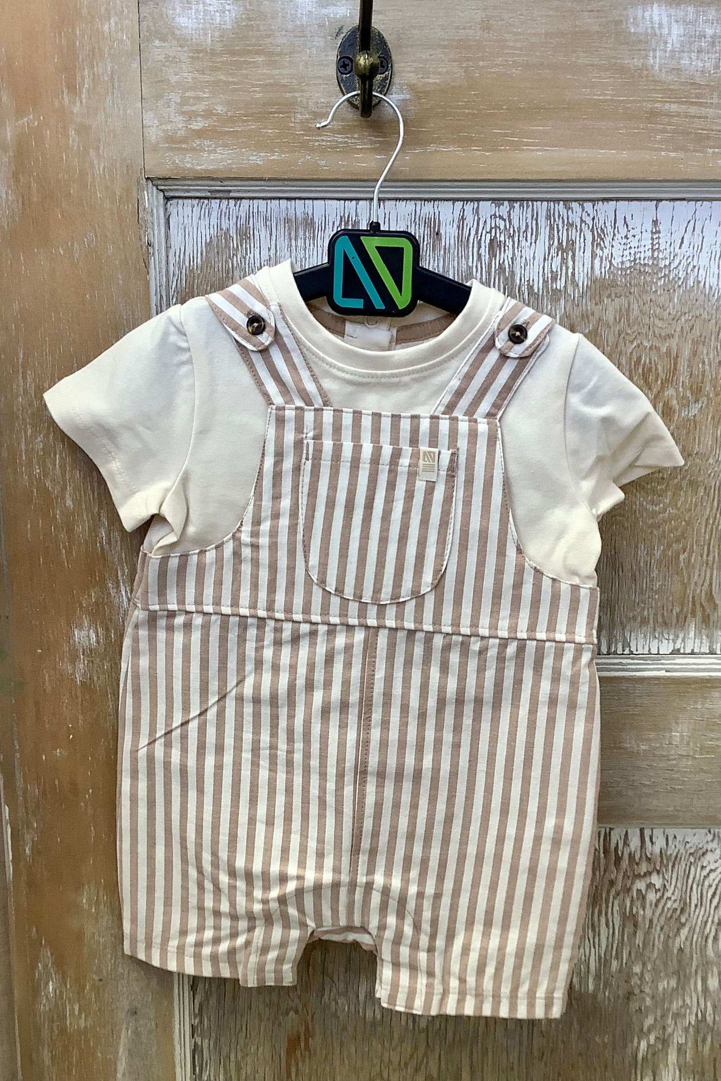 Tan Stripe Romper Set
