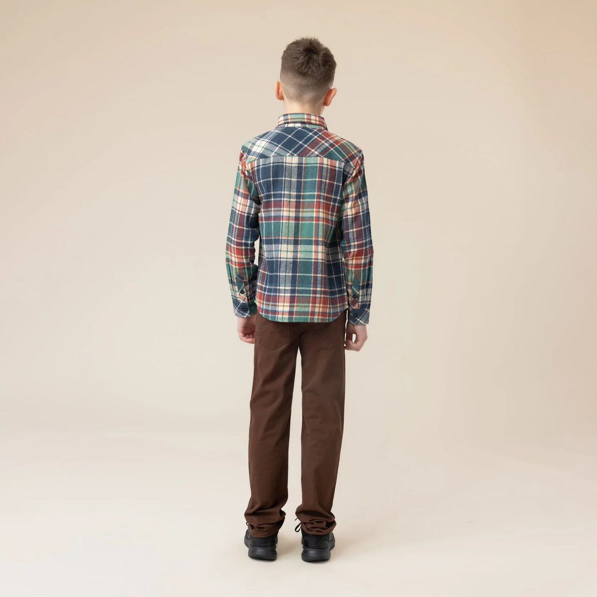 Boys Green Plaid Longsleeve Shirt
