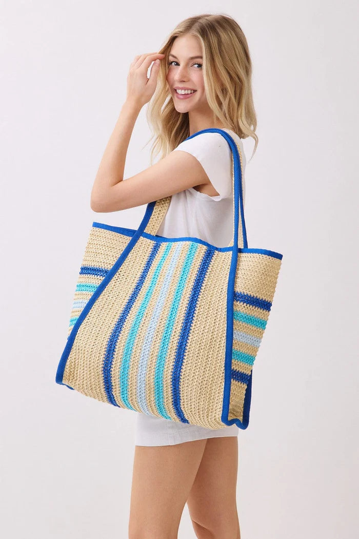 Jennifer Multi Color Straw Beach Tote