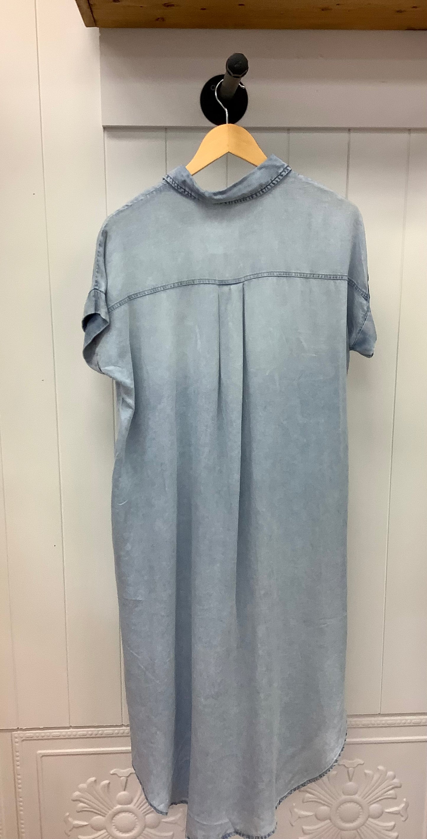 Denim Shirt Short Sleeve Midi Dress