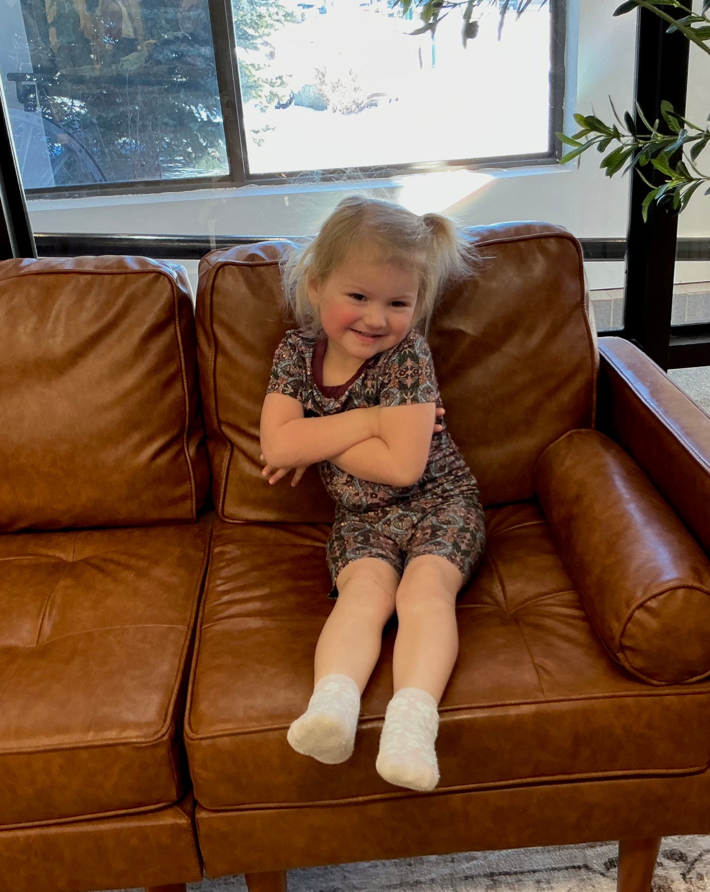 Floral Horseshoe Bamboo Short Two Piece Set