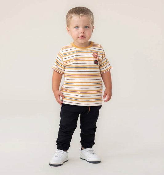 Boys Black Pants With Drawstring Waistband