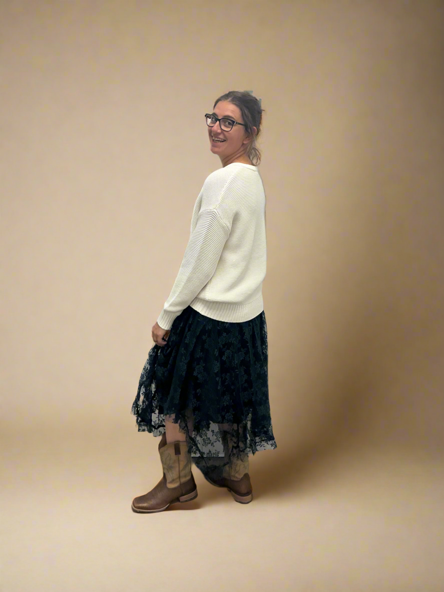 Midnight Lace Midi Skirt
