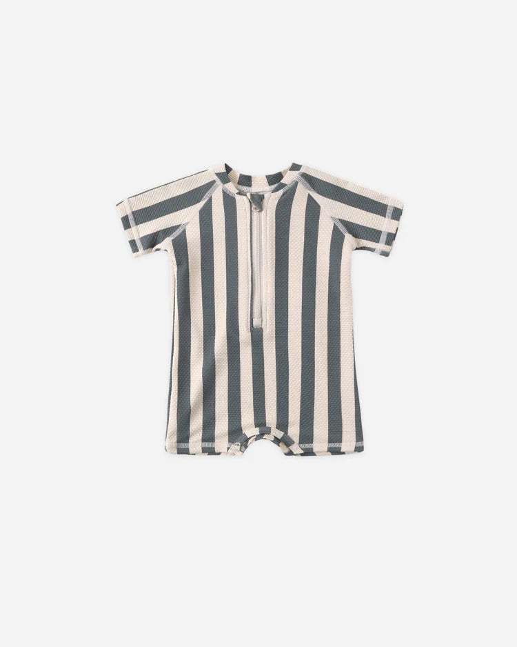 Boys Zip Retro Ocean Stripe One-Piece