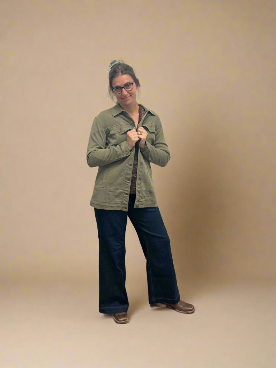 Fitted Denim Maxi Jacket