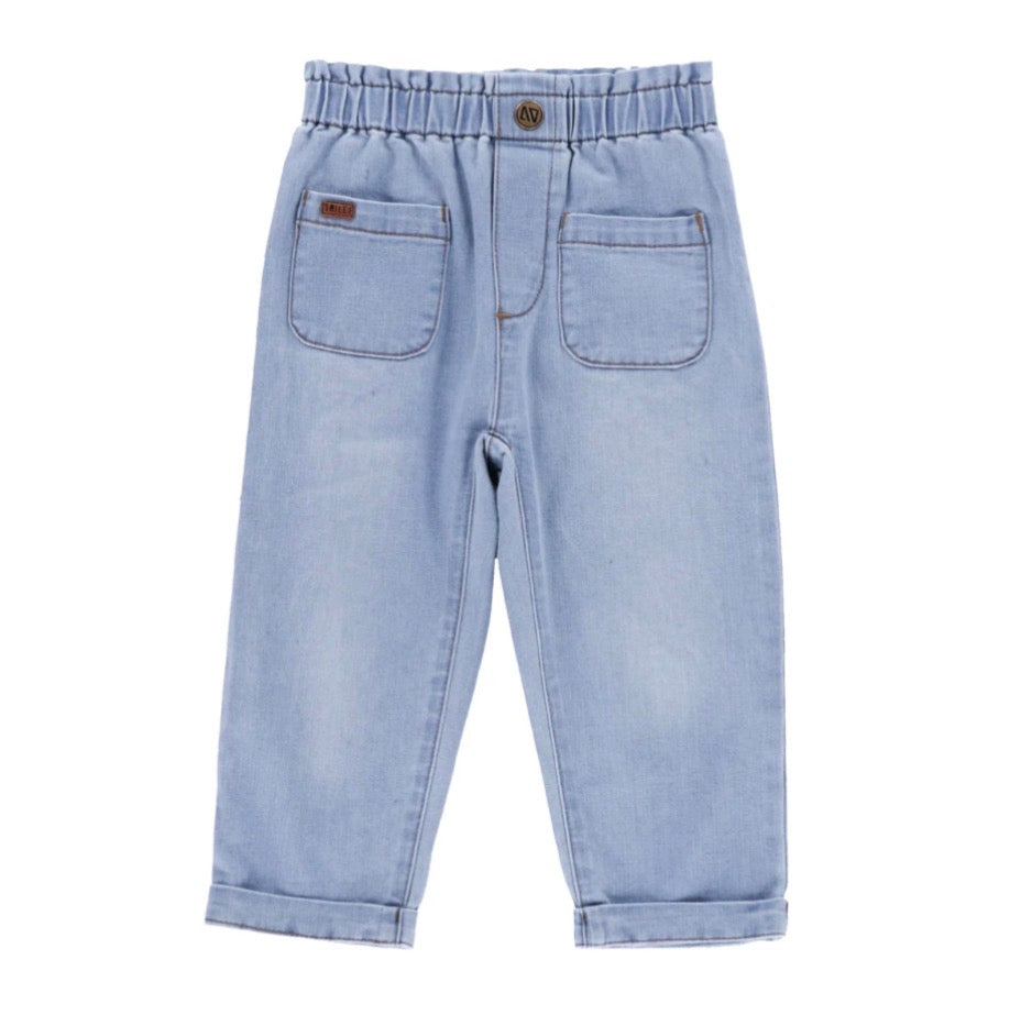 Little Girls Denim Jeans With Front Pockets
