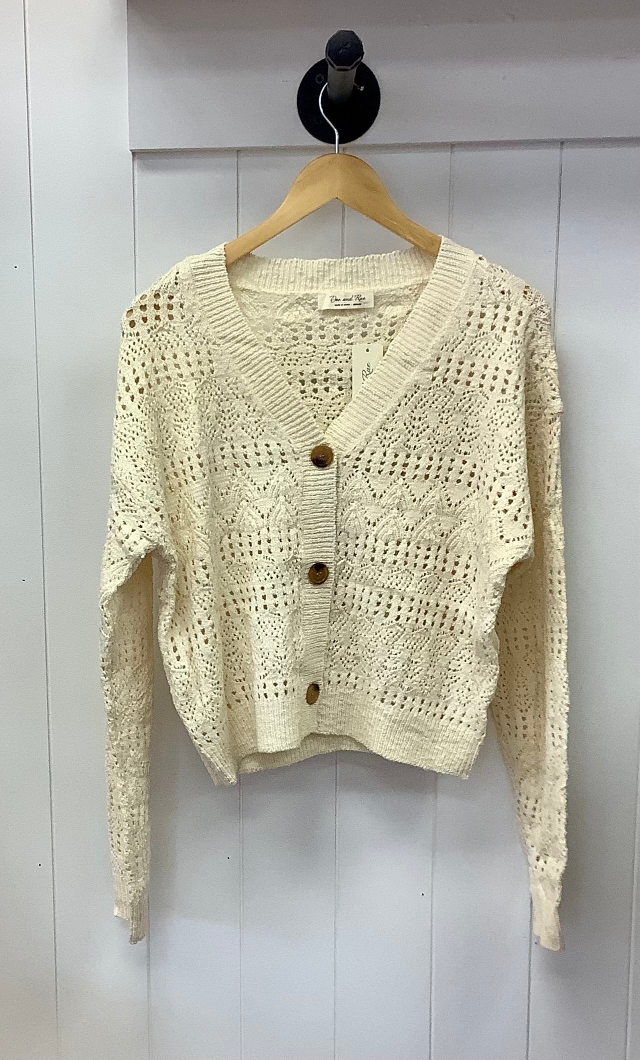 Pointelle Knitted V-Neck Crop Cardigan