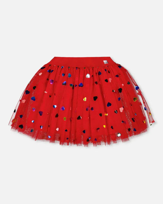 Red Hearts Tulle Skirt