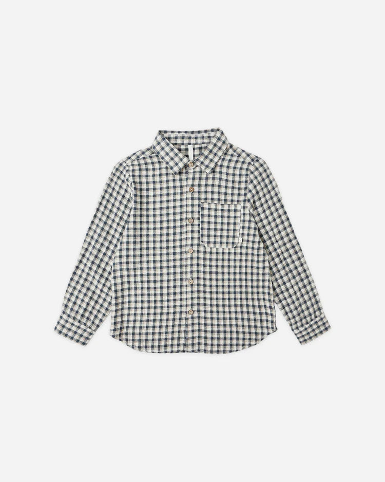 Navy Check Button Down