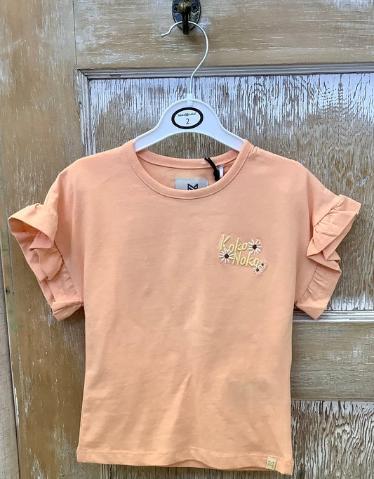 Peach Floral Ruffle Tee