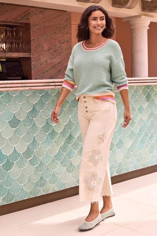 Scoop Neck Cotton Stripe Sweater