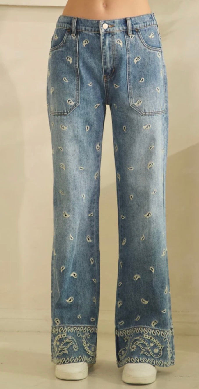 All Over Paisley Denim Jeans