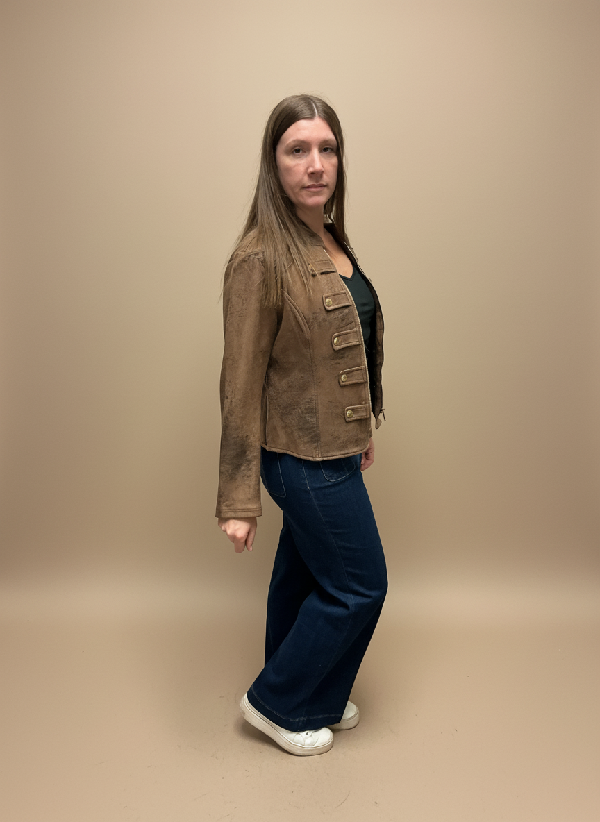 Vintage Brown Military-Style Jacket