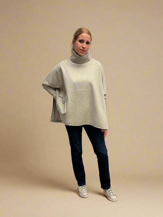 Mixed Media Wool Poncho