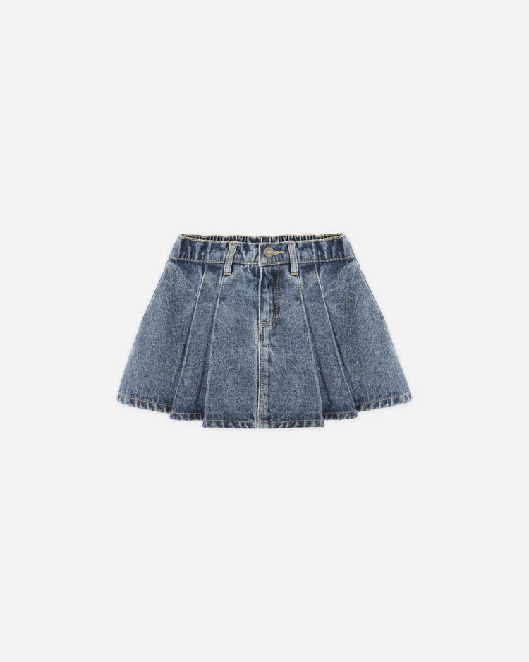 Pleated Denim Skirt