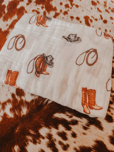 Life is better in boots (cowboy boots) swaddle