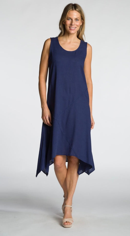 Asymmetrical Midi Dress - Navy