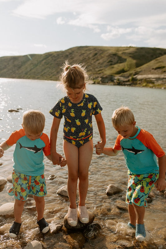 Shark Short-Sleeve Swim Top