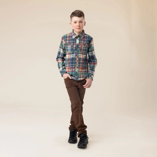 Boys Green Plaid Longsleeve Shirt