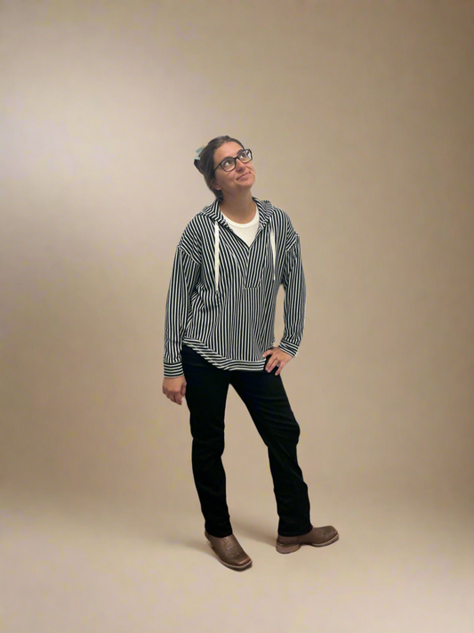 Nautical Stripe V-neck Pullover
