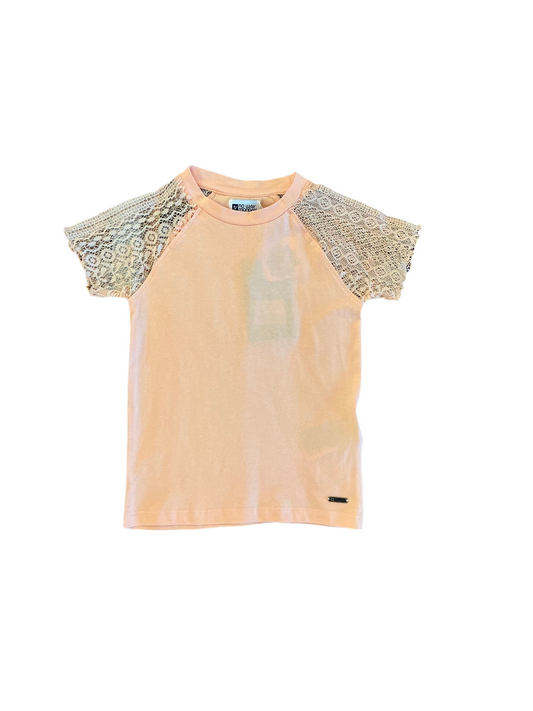 Orange Shirt with Lace Sleeve