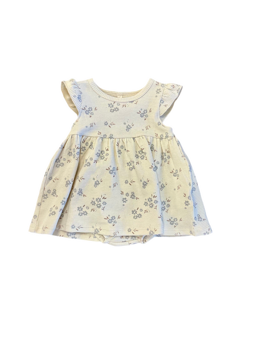 Flutter sleeve dress - blue ditsy
