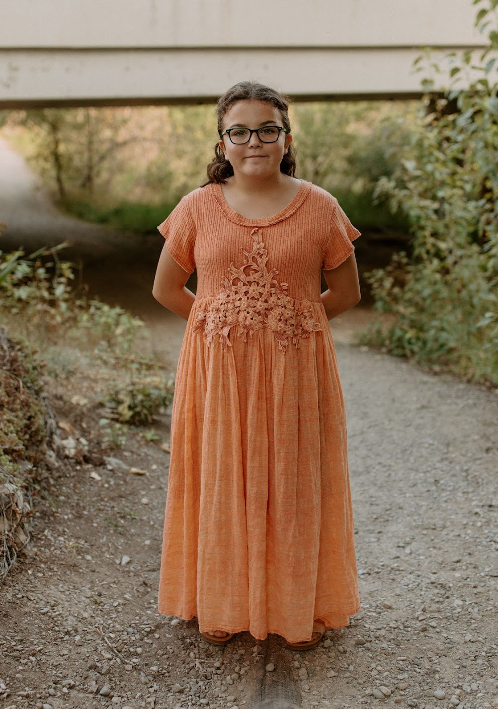 Orange Lace Maxi-dress
