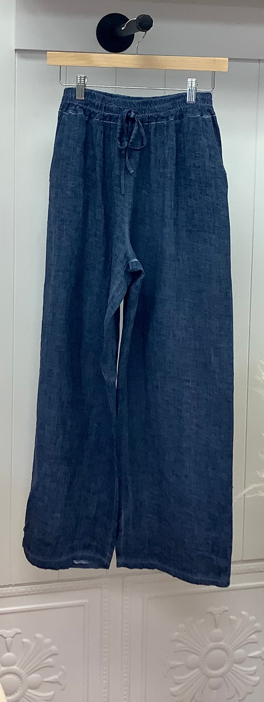 Cold Wash Navy Linen Pants