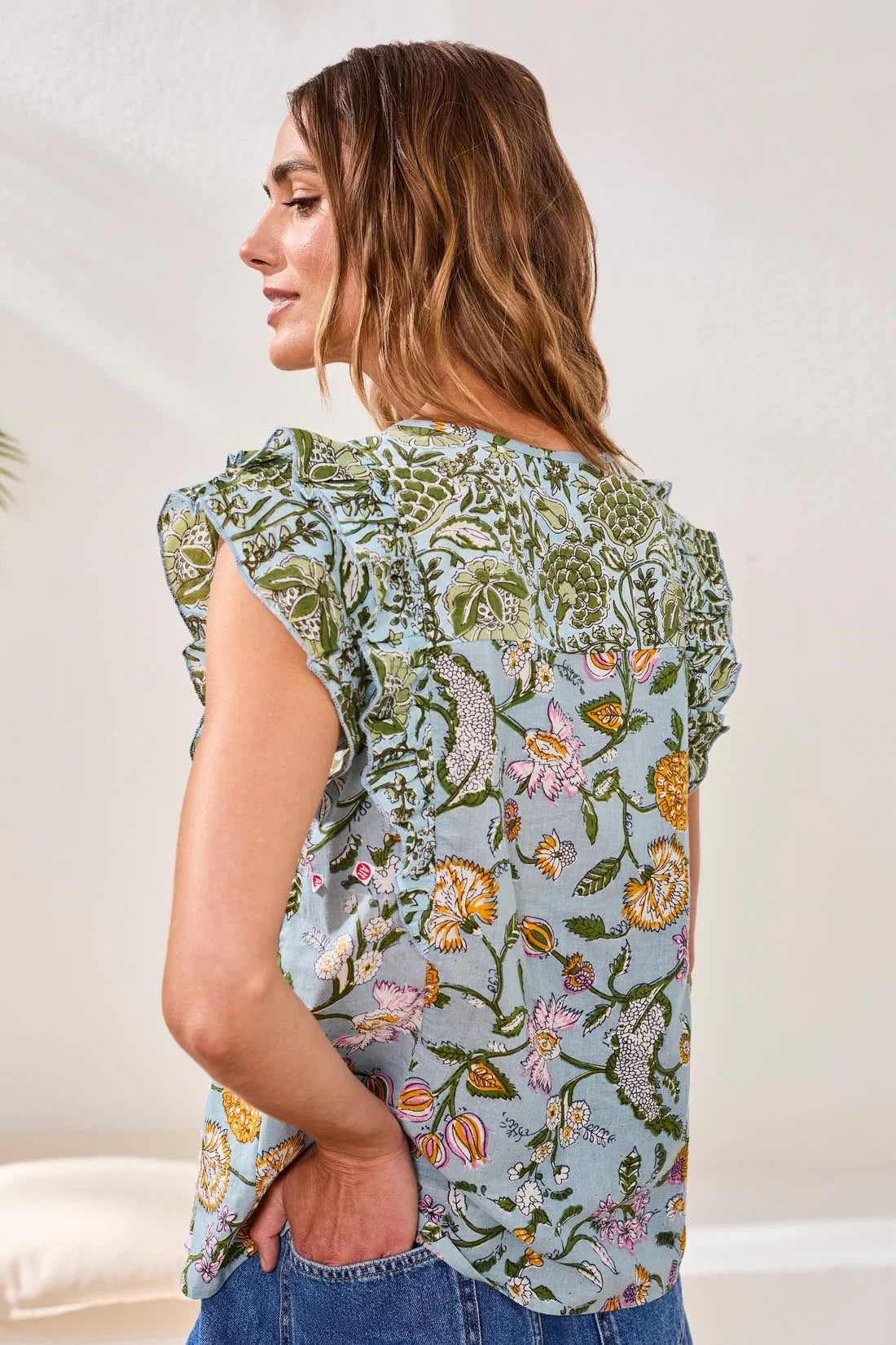 Mixed Print Floral Blouse