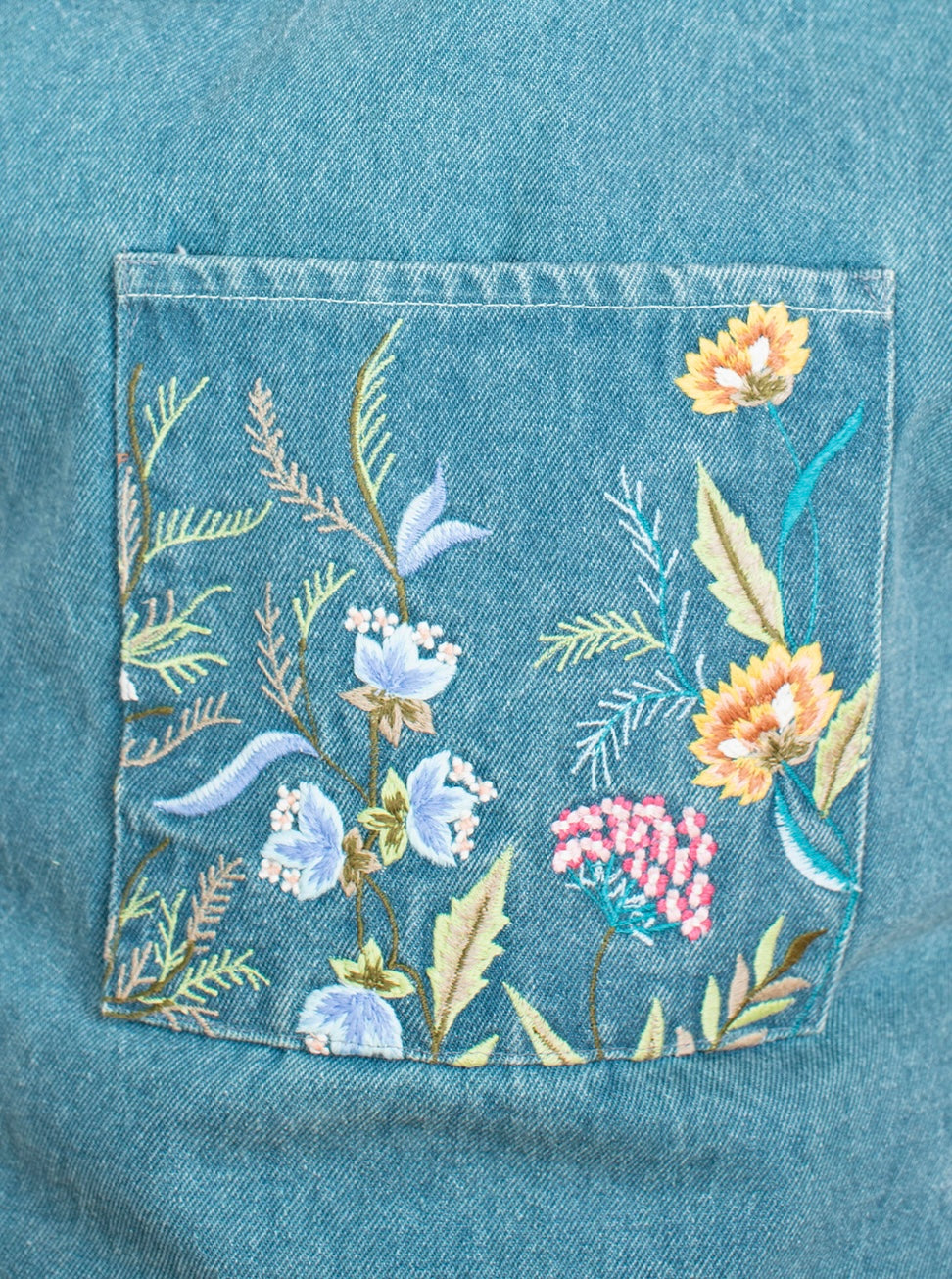 Cottage Embroidered Denim Apron