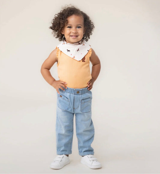 Reversible Orange Horse Bib Onesie