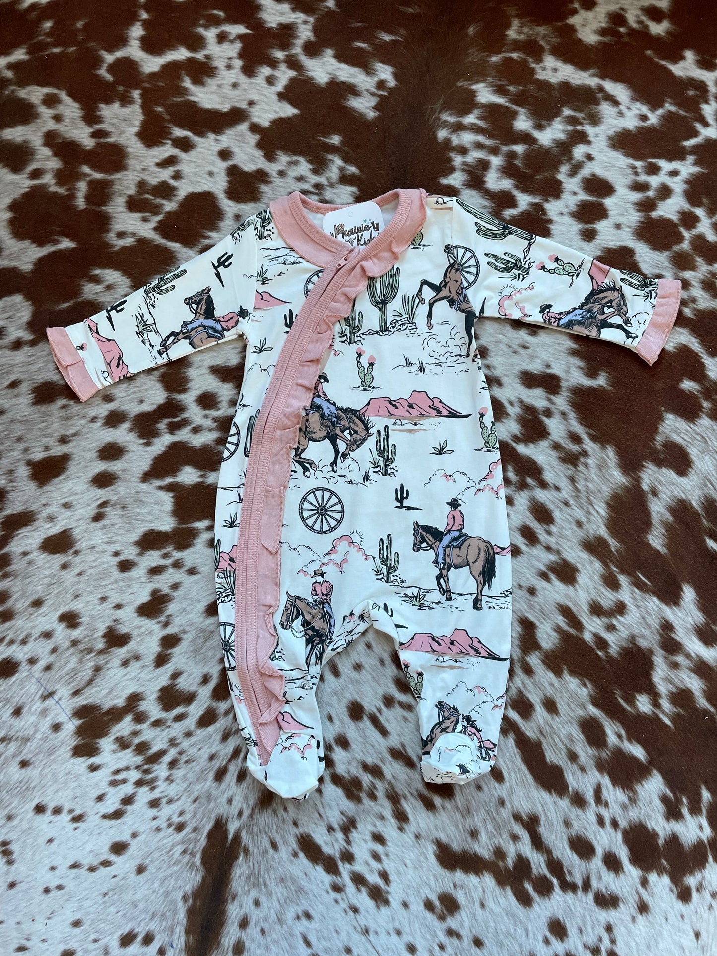 Zipper footed sleepwear for cowgirls and cowboys pajamas