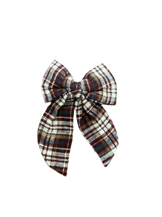 Burgundy Plaid Oversized Bow