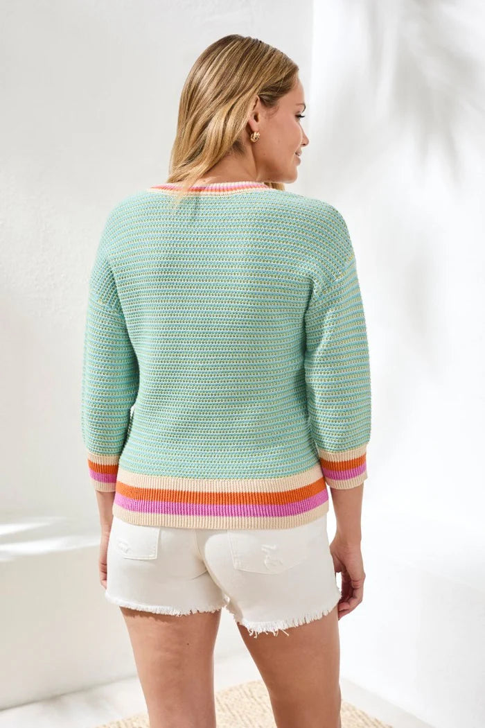 Scoop Neck Cotton Stripe Sweater