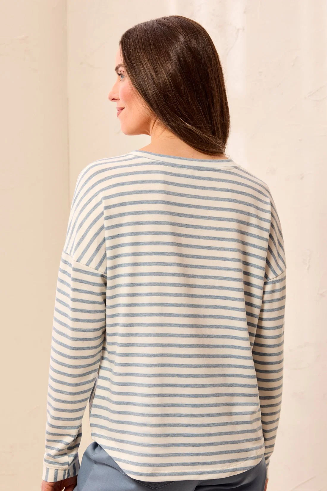 Blue Fog Striped Crewneck