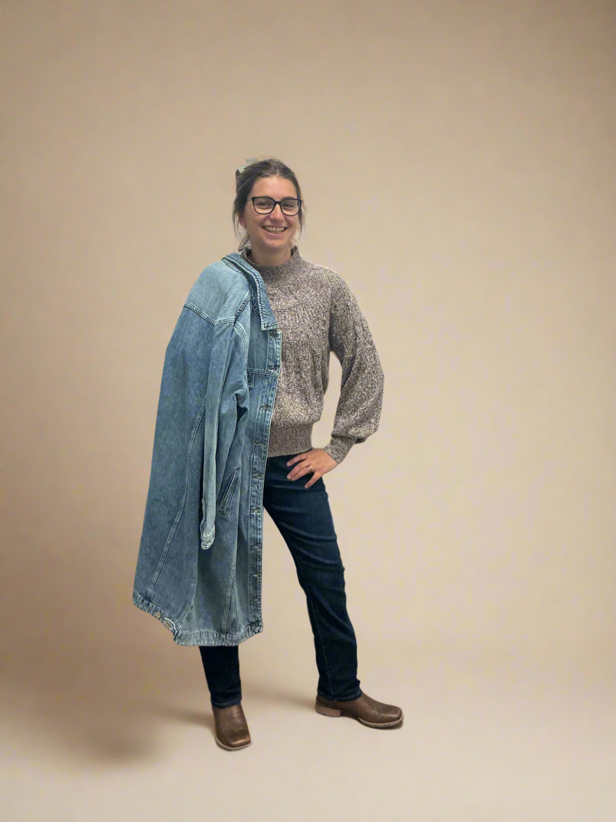 Mocha Cable Knit Mockneck Sweater