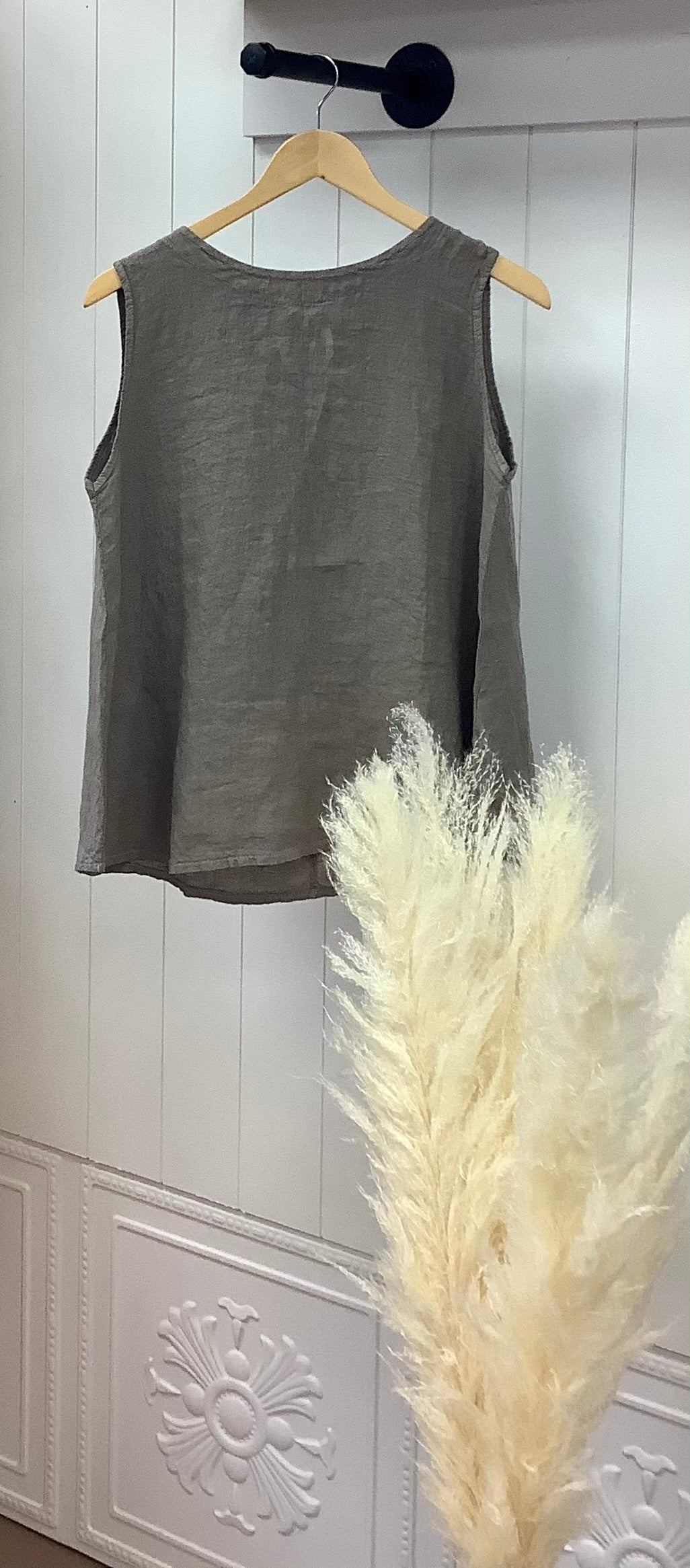 Sleeveless Linen Tie Top