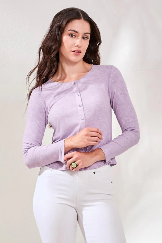 Lavender Button Front Cardigan