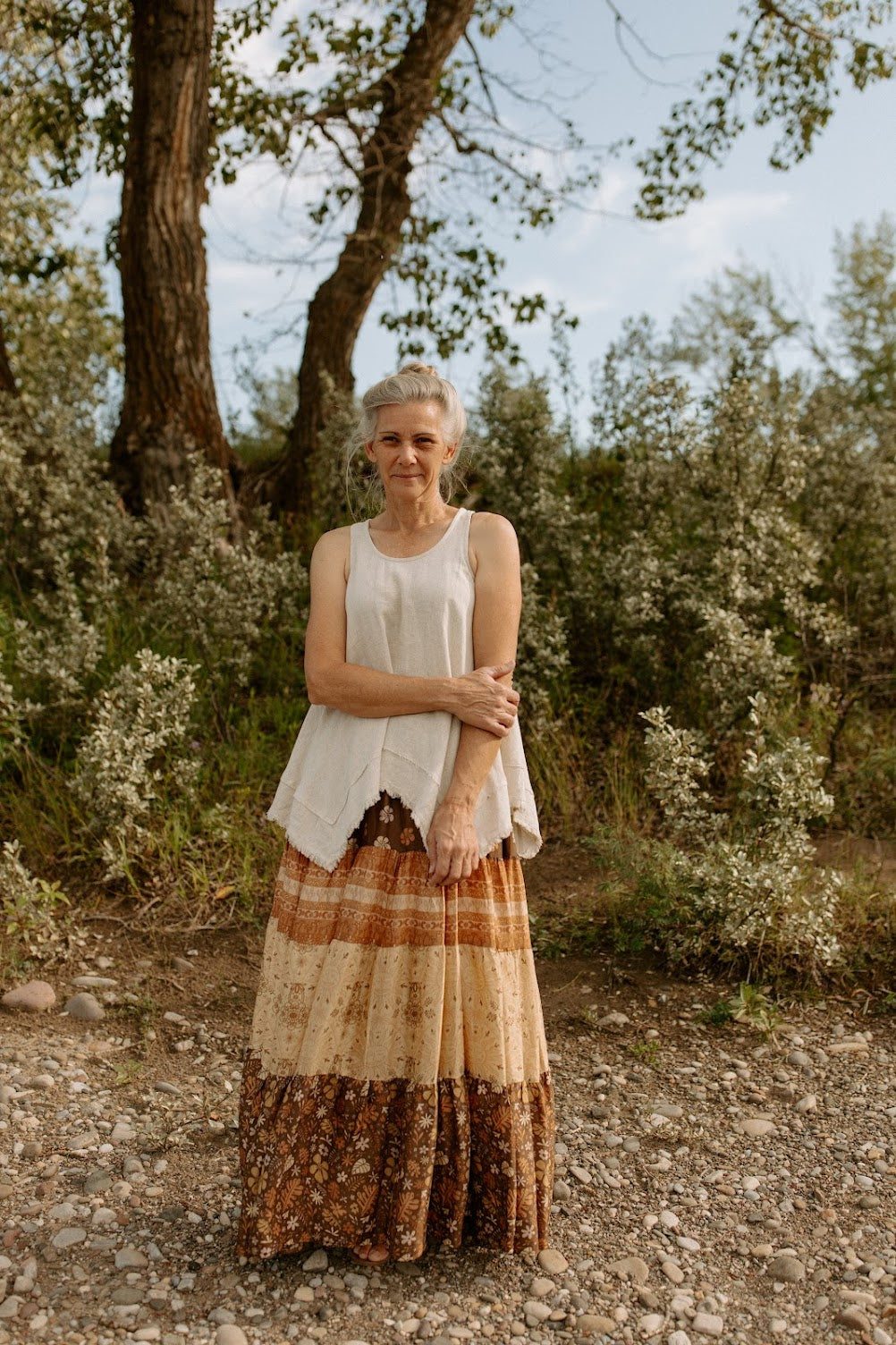 Bohemian Earthy Tiered Maxi Skirt
