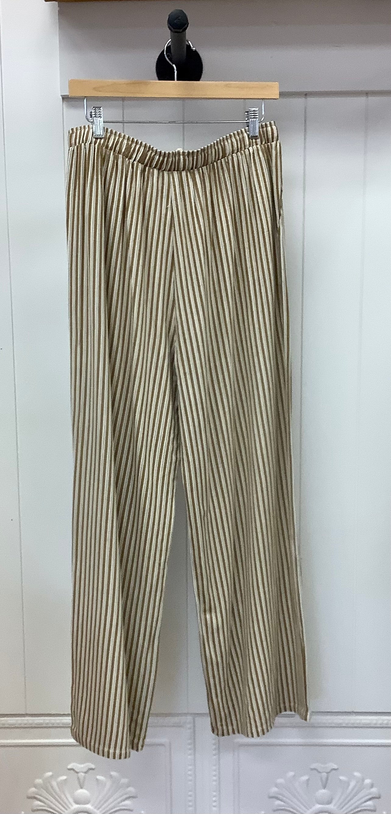 Linen Blend Wide Leg Stripe Pants