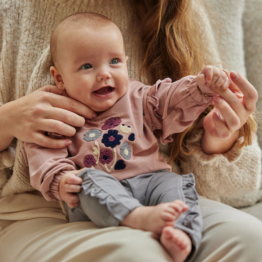 Lavender Rose Floral Ruffle Longsleeve
