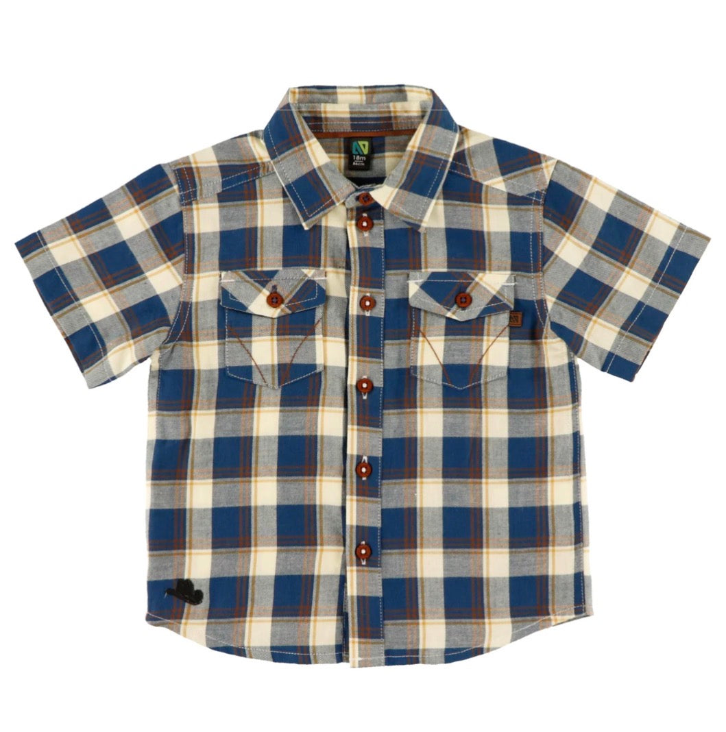 Boys Plaid Button up Tee