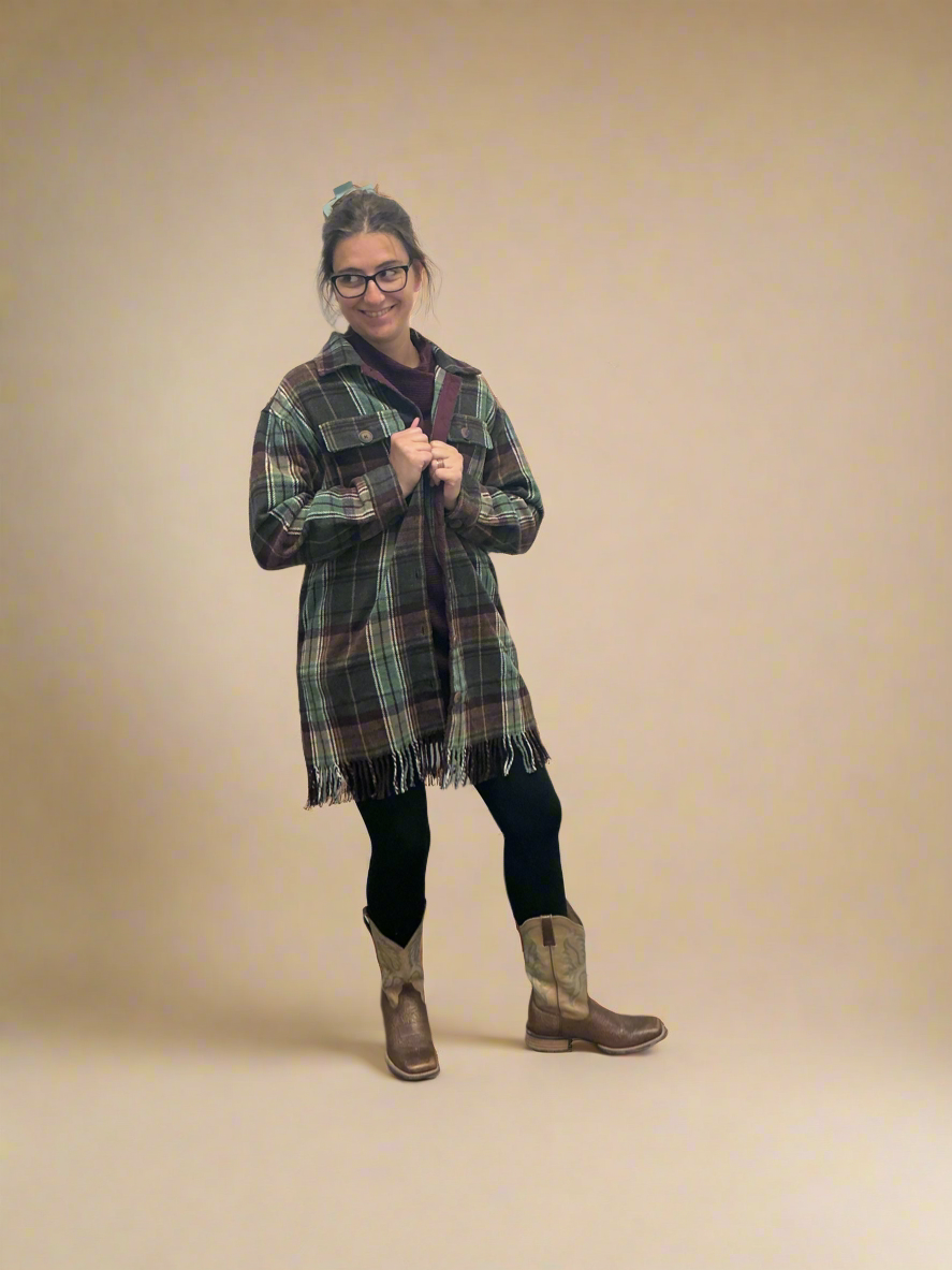 Plaid Fringe Shacket