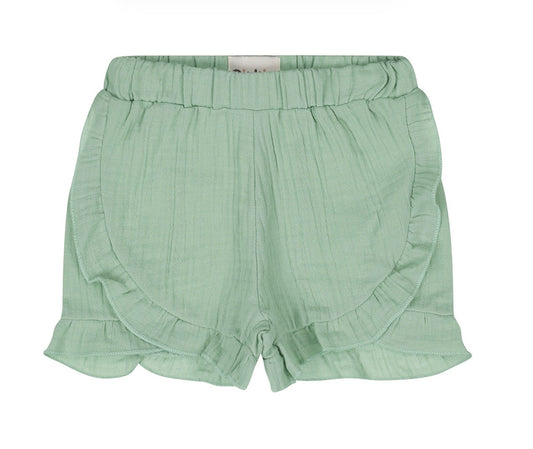 Girls Green Ruffle Shorts