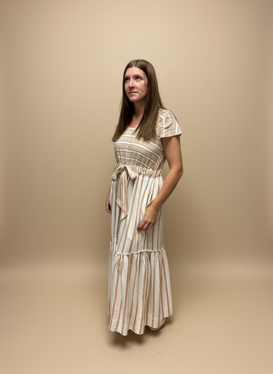 Tan Stripe Maxi Dress