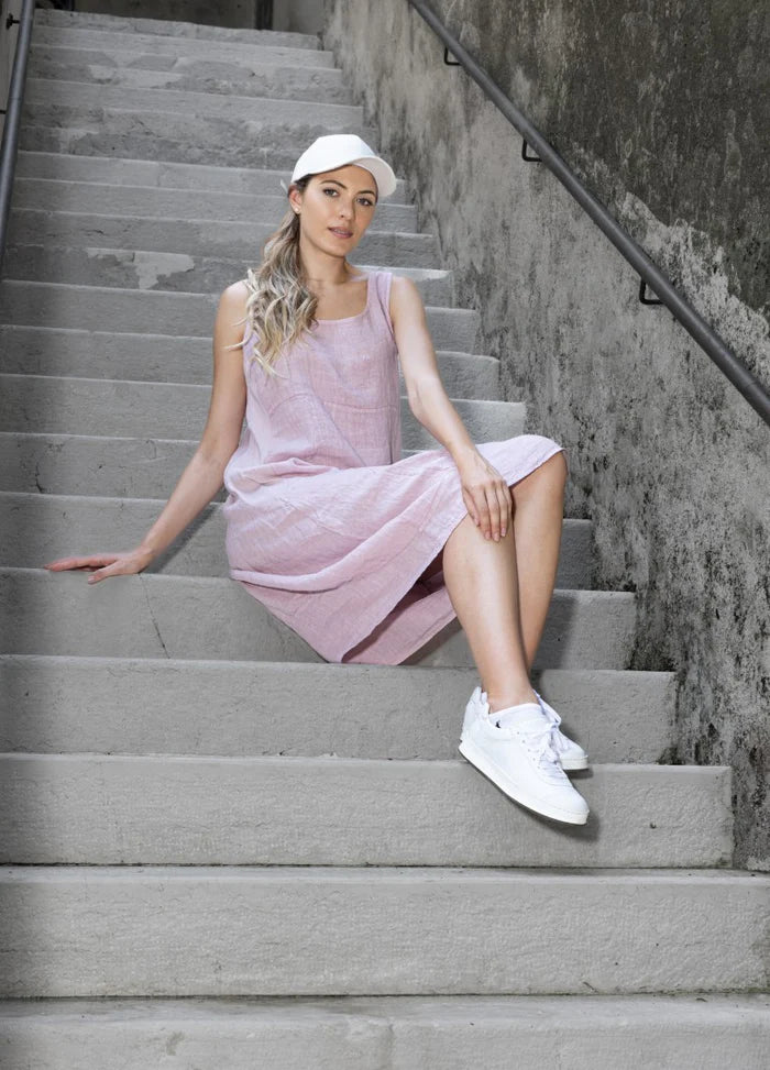 Linen Sleeveless Dress With Pockets