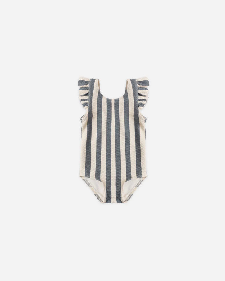Girls One-Piece Retro Ocean Stripe Swimsuit