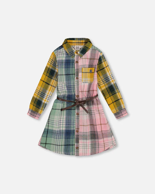 Multicoloured Belted Shirt Dress