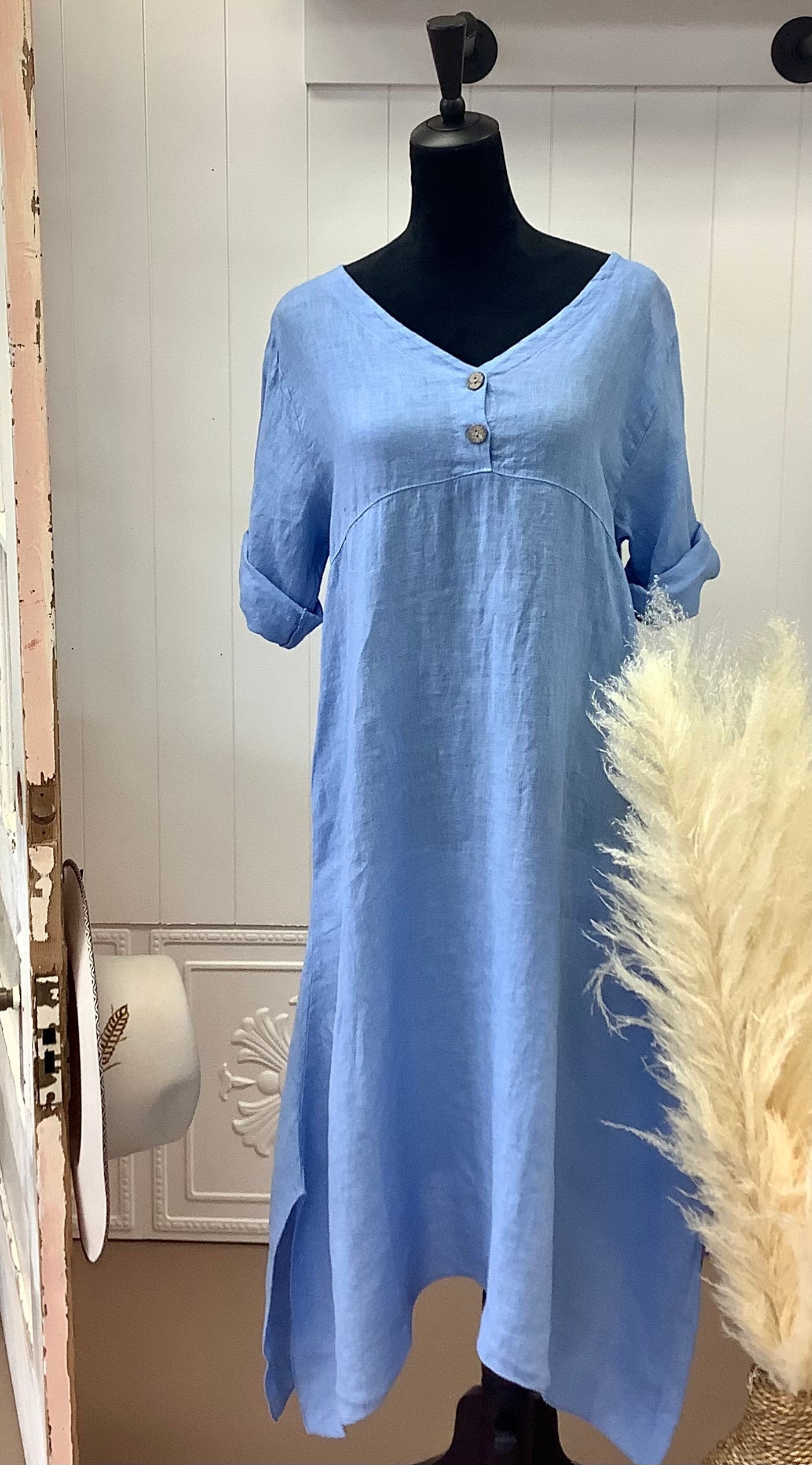 Empire Waist Linen Dress